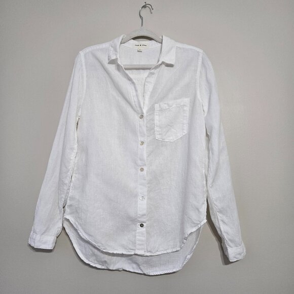 Cloth & Stone Women’s 100% Linen White Button Down Shirt Long Sleeve Size S - Picture 1 of 10